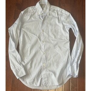 ELEVENTY Blue striped Small Button Down Shirt Cotton Lyocell